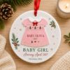 Picture of Personalized Baby Girl Christmas Ornament, Pregnancy Announcement 2 Layer Ceramic Acrylic Keepsake, Baby Coming 2027, Expecting Parents Gift