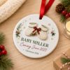Picture of Pregnancy Announcement Christmas Ornament, Personalized Baby Booties 2 Layer Ceramic Acrylic Keepsake, Baby Coming 2027, New Parents Gift