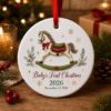 Picture of Baby First Christmas Ornament, Personalized Rocking Horse Ceramic Acrylic Ornament, Custom Name Baby Keepsake, Newborn Christmas Gift 2026