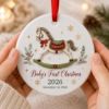 Picture of Baby First Christmas Ornament, Personalized Rocking Horse Ceramic Acrylic Ornament, Custom Name Baby Keepsake, Newborn Christmas Gift 2026