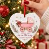 Picture of Personalized Pregnancy Announcement Ornament, Baby Girl Stroller 2 Layer Ceramic Acrylic Keepsake, Baby Coming 2027, Expecting Parents Gift