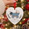 Picture of Personalized Pregnancy Announcement Ornament, Baby Boy Stroller 2 Layer Ceramic Acrylic Keepsake, Baby Coming 2027, Expecting Parents Gift