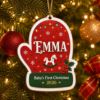 Picture of Personalized Baby First Christmas Ornament, Custom Name Mitten Wood Ornament, Rocking Horse Baby Keepsake, Newborn Christmas Gift 2026