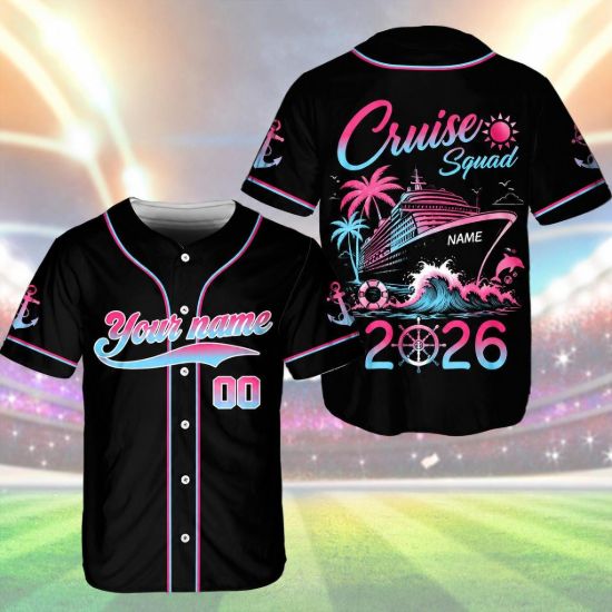 Picture of Personalized Cruise Baseball Jersey, Custom Cruise Squad Shirt, Family Vacation Shirt 2026, Group Trip Tee, Custom Name Number Cruise Gift