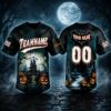 Picture of Personalized Halloween Baseball Jersey, Haunted House Pumpkin Shirt, Custom Team Name Number, Spooky Baseball Costume, Halloween Gift