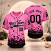 Picture of Personalized Pink Halloween Baseball Jersey, Custom Name Number, Breast Cancer Awareness Shirt, Spooky Pumpkin Bat Team Jersey Gift