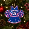 Picture of Personalized Cheerleader Christmas Ornament, Custom Name Number Team Color Cheer Uniform Acrylic Ornament, Cheer Christmas Gift for Girls
