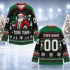 Picture of Personalized Christmas Hockey Jersey, Santa Claus Hockey Shirt, Custom Name Number Team Jersey, Holiday Hockey Gift, Winter Sports Apparel