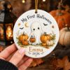 Picture of Baby’s First Halloween Ornament, Personalized Baby Name Halloween Ornament, Cute Ghost Pumpkin Keepsake Gift, Newborn Halloween 2026