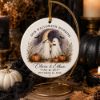 Picture of Personalized Halloween Wedding Ornament, Ghost Bride Groom Christmas Ornament, Custom Couple Names Date, Spooky Wedding Keepsake Gift