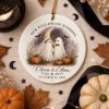 Picture of Personalized Halloween Wedding Ornament, Ghost Bride Groom Christmas Ornament, Custom Couple Names Date, Spooky Wedding Keepsake Gift