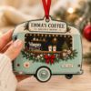 Picture of Personalized Coffee Truck Christmas Ornament, Custom Cafe Acrylic Ornament, Coffee Lover Gift, Barista Keepsake, Holiday Coffee Shop Decor
