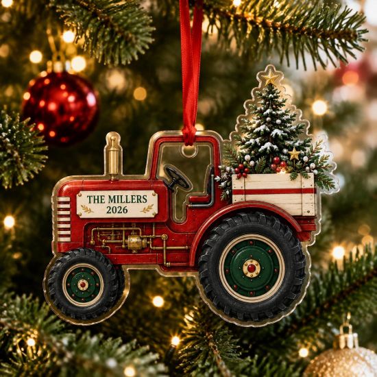 Picture of Personalized Tractor Christmas Ornament, Custom Farm Acrylic Ornament, Farmer Gift, Country Farmhouse Keepsake, Christmas Tree Decor 2026