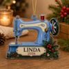 Picture of Personalized Sewing Machine Christmas Ornament, Custom Seamstress Acrylic Ornament, Quilter Gift, Sewing Lover Keepsake, Craft Room Decor