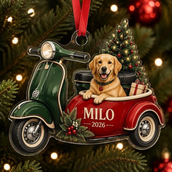 Picture of Personalized Dog Christmas Ornament, Custom Pet Car Acrylic Ornament, Puppy Holiday Gift, Dog Lover Keepsake, Pet Memorial Christmas Decor
