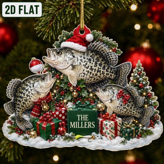 Picture of Personalized Crappie Fishing Christmas Ornament, Custom Fish Acrylic Ornament, Angler Gift, Fisherman Keepsake, Ice Fishing Holiday Decor