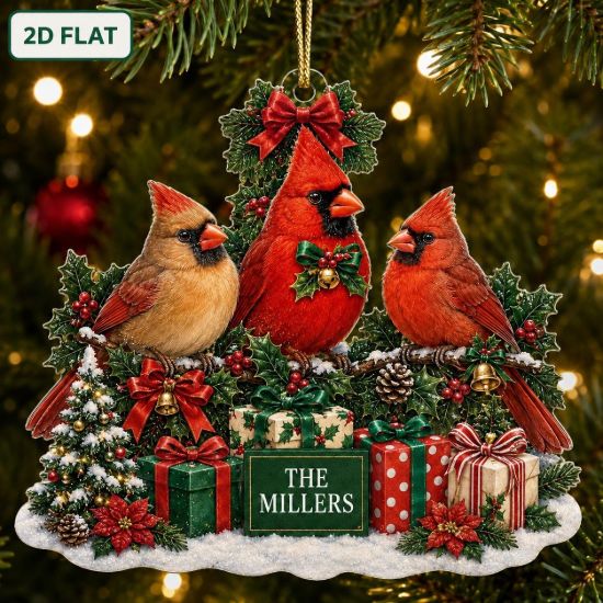Picture of Personalized Cardinal Christmas Ornament, Custom Red Cardinal Bird Acrylic Ornament, Bird Lover Gift, Nature Keepsake, Holiday Decor 2026