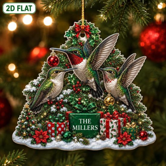 Picture of Personalized Hummingbird Christmas Ornament, Custom Hummingbird Acrylic Ornament, Bird Lover Gift, Nature Garden Keepsake, Holiday Decor