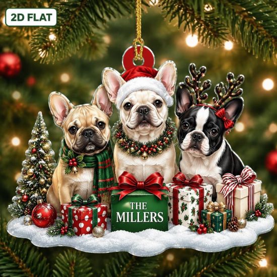 Picture of Personalized French Bulldog Christmas Ornament, Custom Frenchie Dog Acrylic Ornament, Dog Lover Gift, Pet Family Keepsake, Holiday Decor