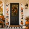 Picture of Halloween Door Banners Set of 2, Trick or Treat Porch Sign, Pumpkin Ghost Hanging Banner, Halloween Front Door Decor, Fall Porch Decoration