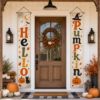 Picture of Halloween Door Banners Set of 2, Trick or Treat Porch Sign, Pumpkin Ghost Hanging Banner, Halloween Front Door Decor, Fall Porch Decoration