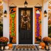 Picture of Set of 2 Halloween Door Banners, Spooky Witch Porch Decor, Halloween Front Door Hanging Signs, Fall Outdoor Decoration, Haunted Season Decor