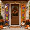 Picture of Spooky Halloween Front Door Banners, Set of 2 Porch Hangings, Haunted Season Outdoor Decor, Fall Entryway Decoration, Holiday Home Style