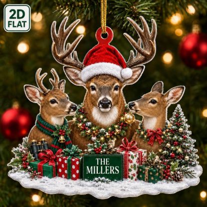 Picture of Personalized Deer Hunting Christmas Ornament, Custom Reindeer Family Ornament, Woodland Christmas Holiday Keepsake, Wildlife Lover Gift 2026