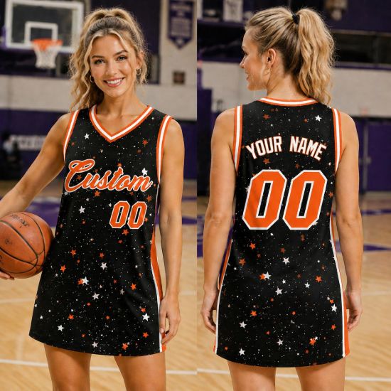Picture of Personalized Basketball Jersey Dress, Custom Team Name & Number, Women's Sleeveless Sports Dress, Basketball Mom Game Day Outfit Gift