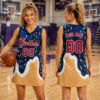 Picture of Custom Basketball Jersey Dress, Personalized Name Number Basketball Shirt, Women Game Day Outfit, Oversized Sports Fan Gift, Hoop Apparel
