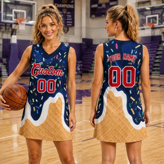 Picture of Custom Basketball Jersey Dress, Personalized Name Number Basketball Shirt, Women Game Day Outfit, Oversized Sports Fan Gift, Hoop Apparel