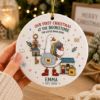 Picture of Personalized Goose Bookstore 2 Layer Ceramic Ornament, First Christmas at Bookshop Keepsake, Custom Business Name Grand Opening Gift 2026