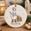 Picture of Personalized Goose Equestrian 2 Layer Ceramic Ornament, Custom Name Horse Rider Christmas Keepsake, Riding Instructor Holiday Gift for Her