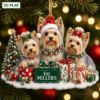 Picture of Personalized Yorkshire Terrier Christmas Ornament, Custom Yorkie Family Keepsake, 3 Dog Holiday Gift, Pet Lover Christmas Tree Decor Gift