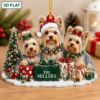 Picture of Personalized Yorkshire Terrier Christmas Ornament, Custom Yorkie Family Keepsake, 3 Dog Holiday Gift, Pet Lover Christmas Tree Decor Gift