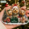 Picture of Personalized Yorkshire Terrier Christmas Ornament, Custom Yorkie Family Keepsake, 3 Dog Holiday Gift, Pet Lover Christmas Tree Decor Gift