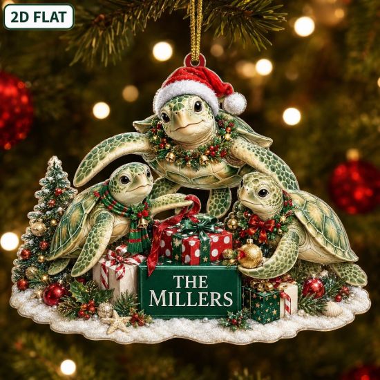 Picture of Personalized Sea Turtle Christmas Ornament, Custom Green Sea Turtle Family Keepsake, Ocean Lover Gift, Beach Christmas Holiday Decor 2026