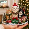 Picture of Personalized Cat Christmas Ornament, Custom Cat Family Keepsake, Orange Tabby & Tuxedo Cat Gift, Pet Lover Holiday Decor, Christmas Gift