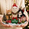 Picture of Personalized Cat Christmas Ornament, Custom Cat Family Keepsake, Orange Tabby & Tuxedo Cat Gift, Pet Lover Holiday Decor, Christmas Gift