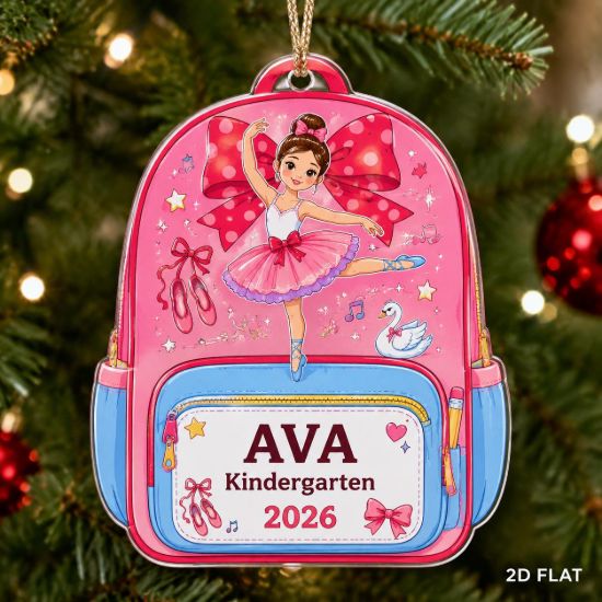 Picture of Personalized Ballet Christmas Ornament, Custom Kindergarten Keepsake, Ballerina Girl Gift, Dance Lover Holiday Decor, First School Gift 2026