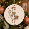 Picture of Personalized Cowgirl Goose 2 Layer Ceramic Ornament 2026, Custom Name Western Christmas Ornament, Cowboy Duck Gift for Her, 2026 Keepsake