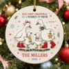 Picture of First Christmas as Family of Four 2 Layer Ceramic Ornament, Personalized Goose Family Ornament, Custom Family Name Christmas Gift 2026