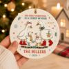 Picture of First Christmas as Family of Four 2 Layer Ceramic Ornament, Personalized Goose Family Ornament, Custom Family Name Christmas Gift 2026