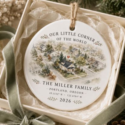 Picture of Custom House Christmas Ornament 2026, Personalized Family Home Keepsake, Address Ornament, New Home Gift, Christmas Tree Decoration