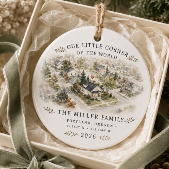 Picture of Custom House Christmas Ornament 2026, Personalized Family Home Keepsake, Address Ornament, New Home Gift, Christmas Tree Decoration