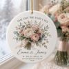 Picture of Personalized Wedding Christmas Ornament, Custom Floral Bouquet Keepsake, Wedding Date Ornament, Newlywed Gift, First Christmas Married