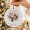 Picture of Personalized Wedding Christmas Ornament, Custom Floral Bouquet Keepsake, Wedding Date Ornament, Newlywed Gift, First Christmas Married