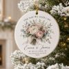 Picture of Personalized Wedding Christmas Ornament, Custom Floral Bouquet Keepsake, Wedding Date Ornament, Newlywed Gift, First Christmas Married
