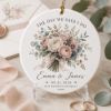 Picture of Personalized Wedding Christmas Ornament, Custom Floral Bouquet Keepsake, Wedding Date Ornament, Newlywed Gift, First Christmas Married