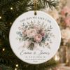 Picture of Personalized Wedding Christmas Ornament, Custom Floral Bouquet Keepsake, Wedding Date Ornament, Newlywed Gift, First Christmas Married